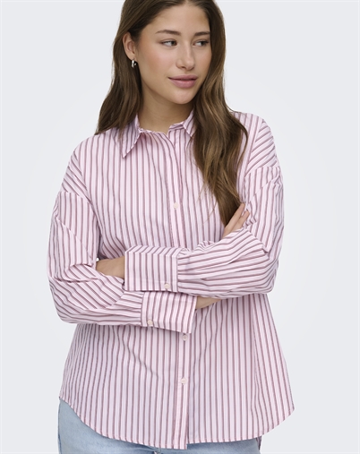 Only - ONLOregon Alva Regular Skjorte - Fuchsia Pink/Bourdeaux